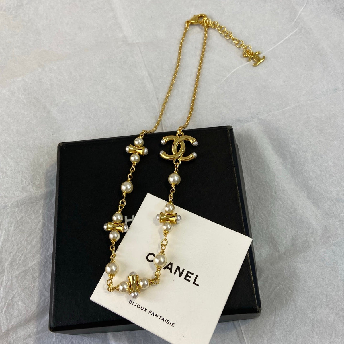Chanel Dumbell Pearl Necklace